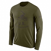 Men's Cleveland Browns Nike Salute to Service Sideline Legend Performance Long Sleeve T-Shirt Olive,baseball caps,new era cap wholesale,wholesale hats